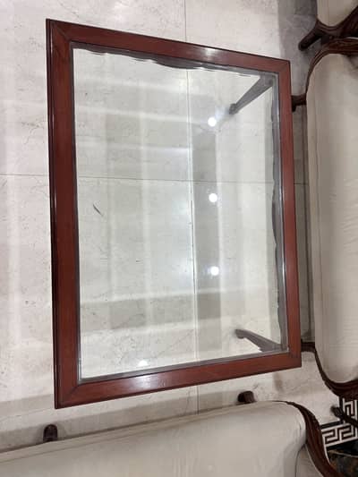 Premium Wooden Center Table with Glass Top.