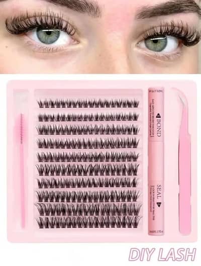 3 in 1 eyelashes kit with glue and applicators