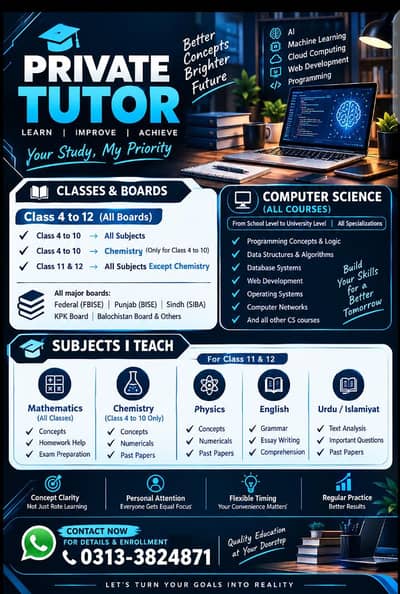 HOME TUITION & ONLINE  –  PRIVATE TUTOR