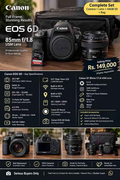 Canon EOs 6D with 85mm f/1.8 usm lens