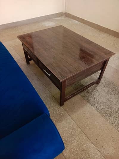 Table and Bookshelf left