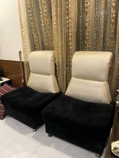Used Living Room Sofas (Cream & Black) - Good Condition