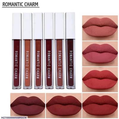 Romantic empire matte lip gloss pack of 6 shades lomg lasting