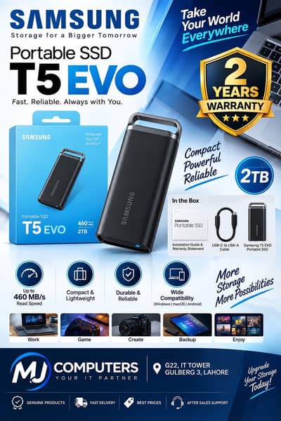 SAMSUNG T5 EVO Portable External SSD 2TB USB 3.2
