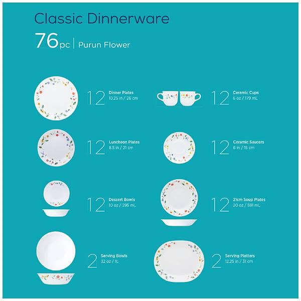 Corelle 76 pcs dinnerware 3
