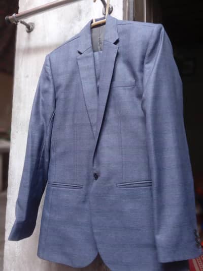 Men's Blue Check 3 piece pent coat and wasket Excellent Condition