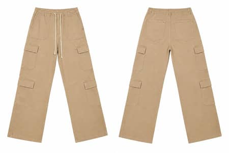 khaki/creamy Multi-Pocket Cargo Baggy Pants with Waistband