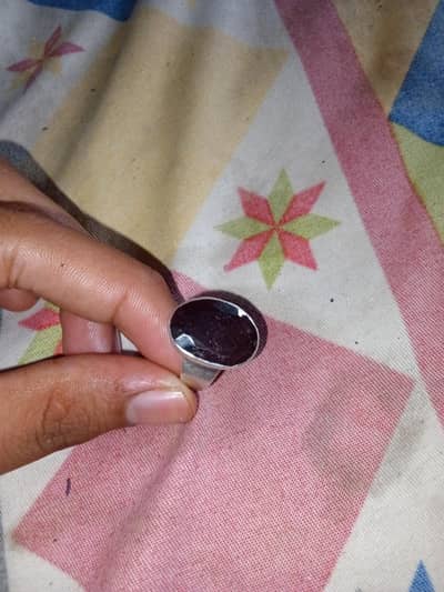 Real Silver Ring with Natural Red Garnet Gemstone