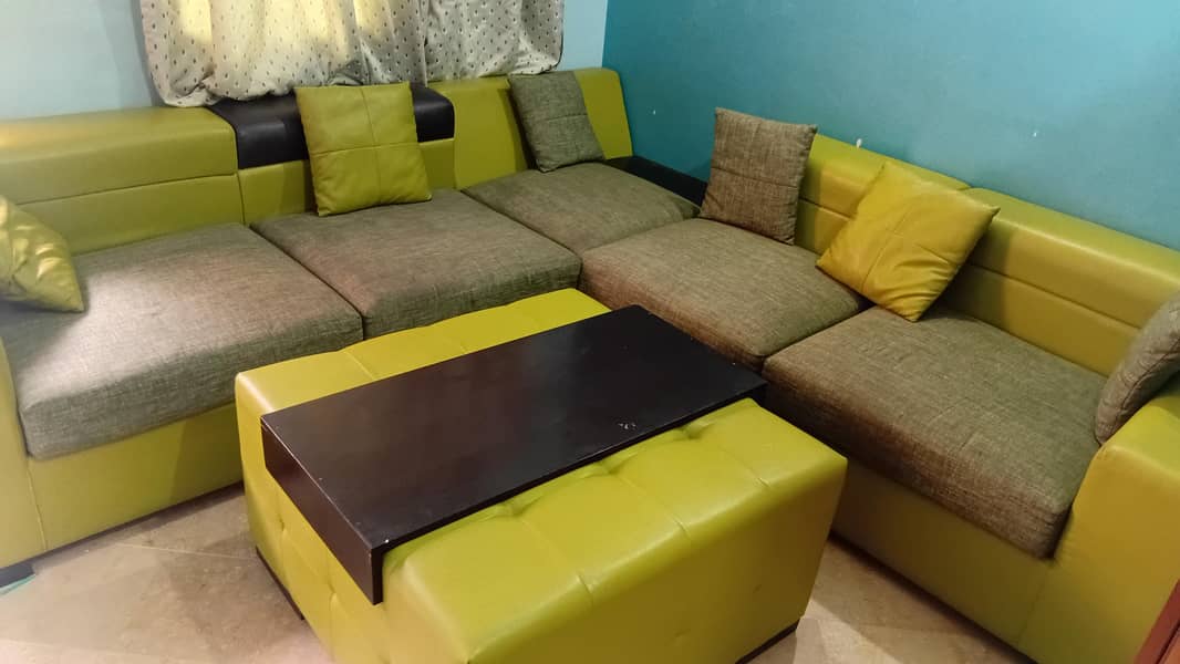 Desginer l shape sofaset heavy with centre table 1