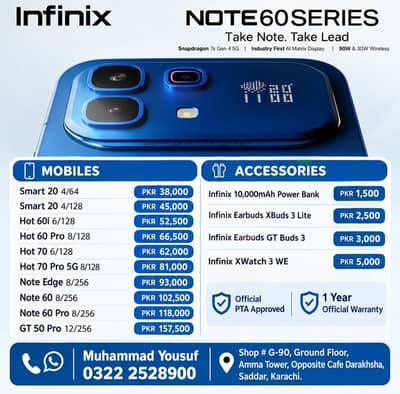 Infinix Smart 20, Hot 60i, Hot 60 Pro, Hot 70 Pro, Note Edge, Note 60