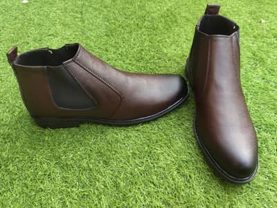 Premium Brown/Black Leather Chelsea Boots