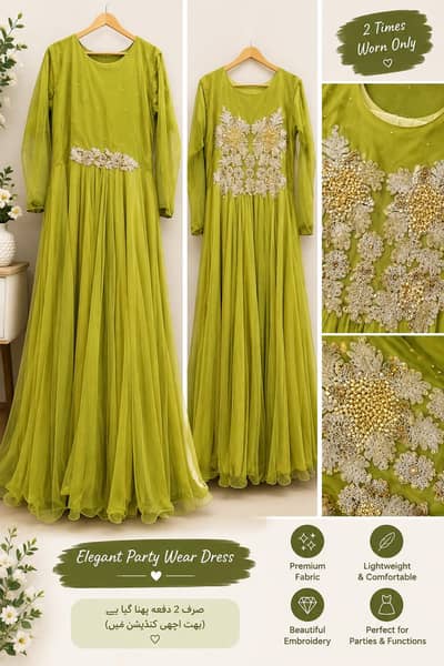 Elegant Party Wear Maxi Dress – Embroidered | Like New