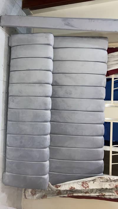 Grey velvet bed