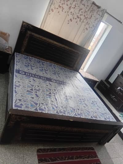 double bed ( with mattress) with 2 side tables and dressing table