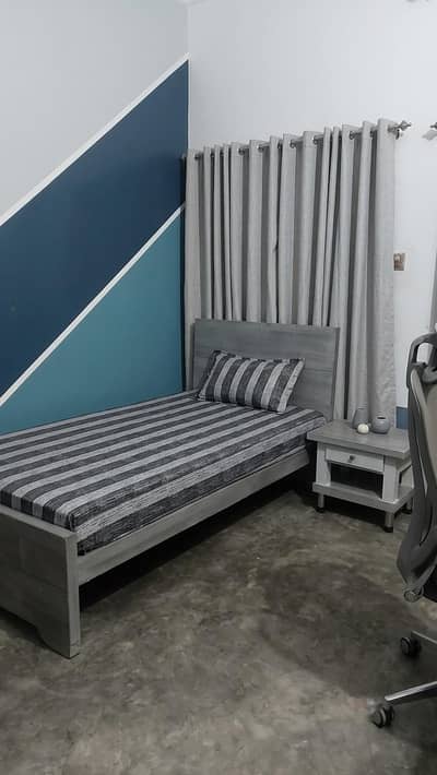 Single bed with Side table and Hard bord sheet