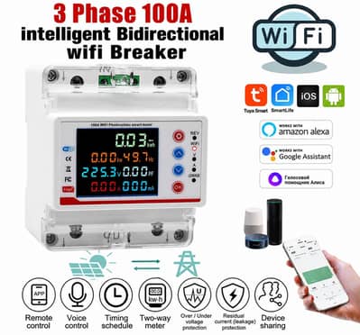 Tuya Wifi MCB 3 Phase 4P Intelligent Circuit Breaker bidirectional