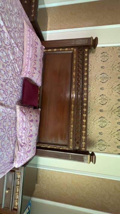 Luxury Wooden King Size Bed Set | Bed + Dressing Table + Side Tables