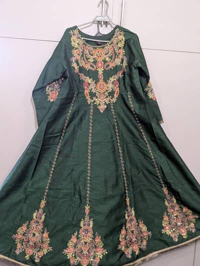 Beautiful Dark Green maxi and lighg pistachio fancy dress