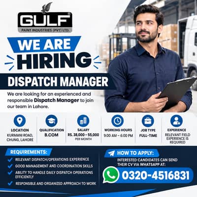 Dispatch Manager Job || Experience Staff Only || Male Job || Office