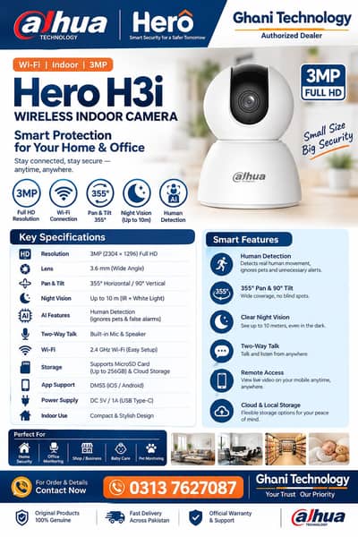 Dahua Hero H3I 3MP WiFi Wireless CCTV Camera