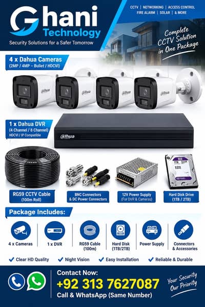 Dahua CCTV Camera 4 6 8 Cam Complete Security Package