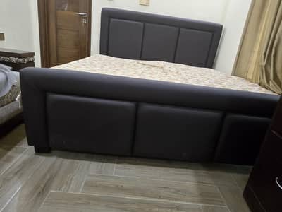 Stylish King Size Upholstered Bed with 2 side tables