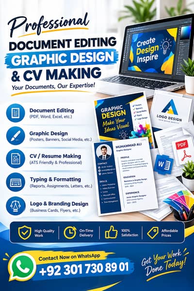 Professional Graphic Design, CV Making & Document Editing Services