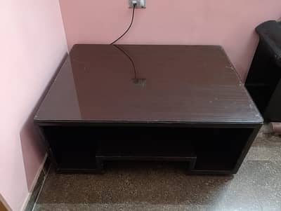  Premium Wooden Center Table with Tempered Glass Top