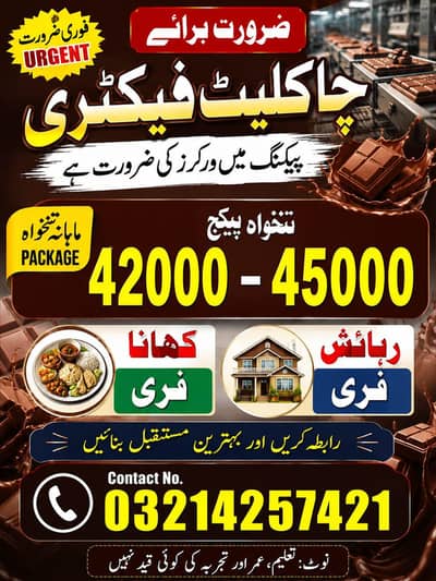 we need urgent staff in chocolate packing factory