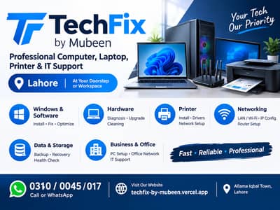 TechFix by Mubeen | Professional Computer, Laptop, Printer & IT Suppot