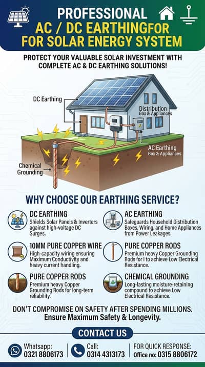 Professional AC / DC Earthing for Solar Energy System