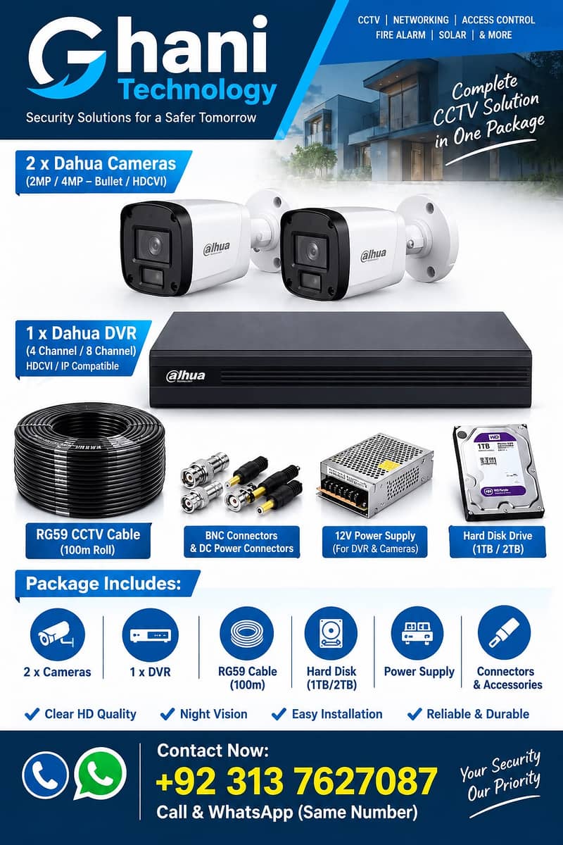 DAHUA CCTV 2 CAMERA COMPLETE SECURITY PACKAGE 0