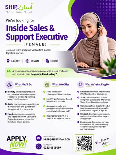 Sales and Support Executive Female