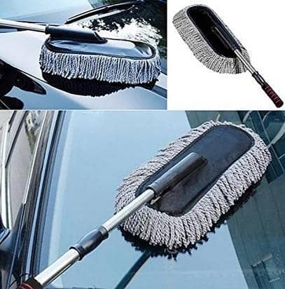 Car Wash Cleaning Brush with Microfiber Mop and Telescopic Handle for Scratch-Free Interior and Exterior Car Care
