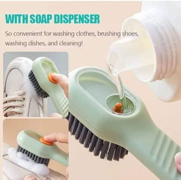 Soap Dispensing Cleaning Brush with Handle Scrubbing Reusable Washing Shoe Brush for Shoes Clothes Cleaning (Standard, shoe cleaning brush)