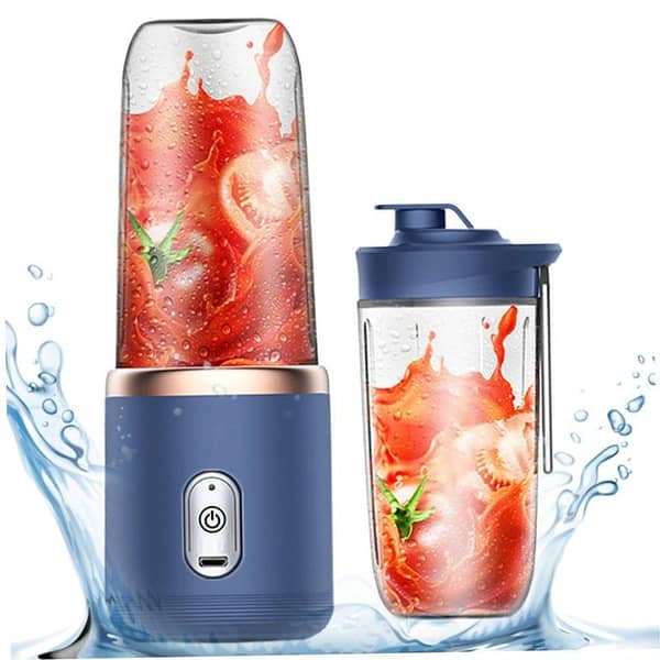 Portable Rechargeable 2-in-1 Juicer Blender with 400ml Mini Cup and 6 Stainless Steel Blades