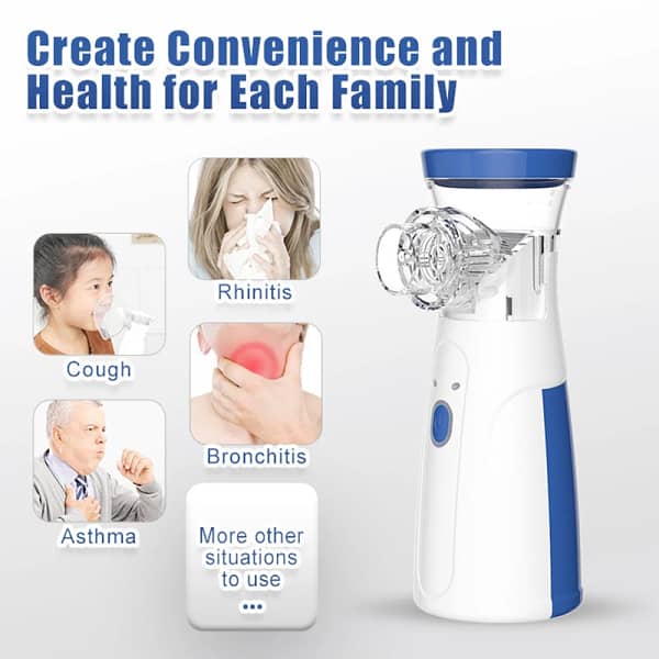 Rechargeable Mini Nebulizer for Adults & Kids – Portable Handheld Inhaler Machine for Asthma, Cough & Cold Relief | Silent Mesh Steam Therapy Device