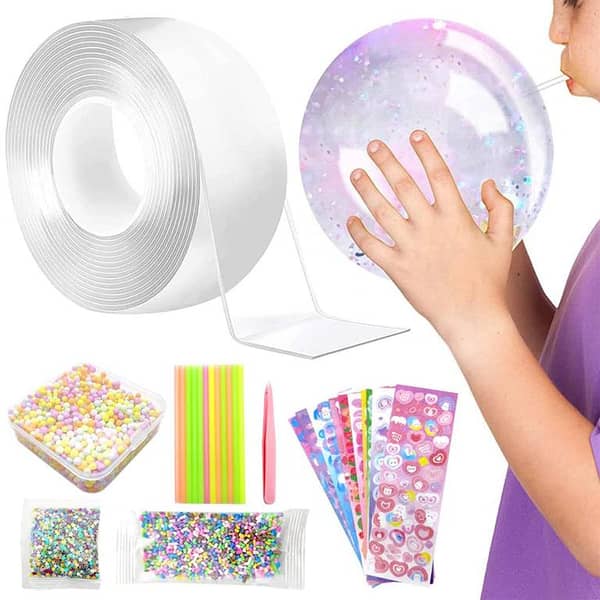Nano Tape Balloon Kit: Two-Sided Nano Tape, 3m x 1in for DIY Plastic Bubbles, Birthday & Pool Party Decor