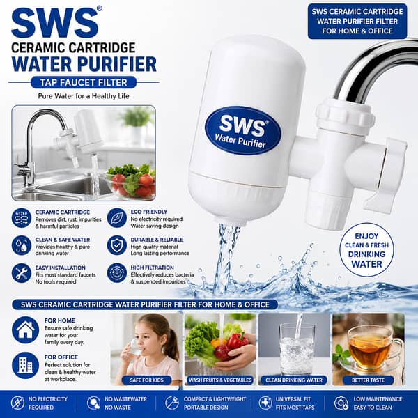 SWS Water Purification Tap Faucet Filter with Ceramic Cartridge for Home and Office