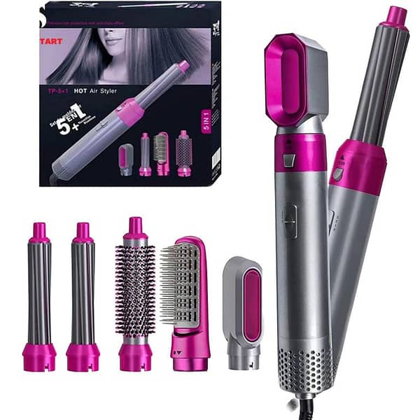 5 in 1 Hair Styler Hot Air Brush: Hair Dryer, Volumizer, Curler and Straightener for Professional Use