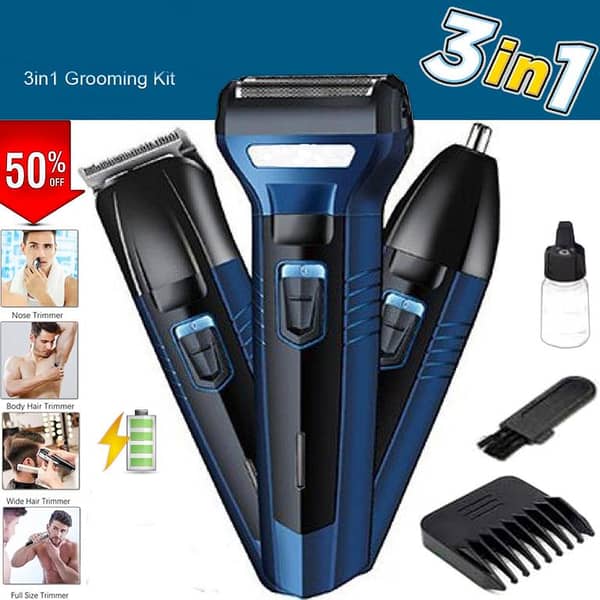 3 in 1 Rechargeable Hair Clipper, Beard Trimmer and Shaver for Men
