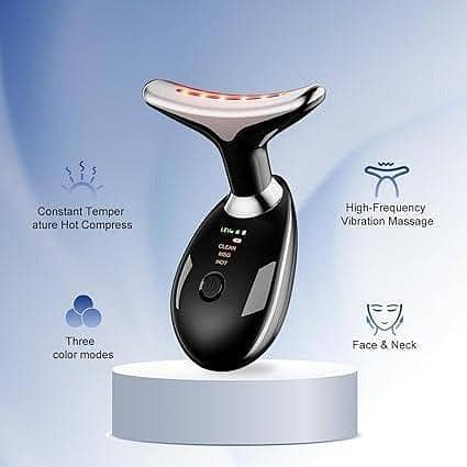 7 Color LED Light Therapy Face & Neck Massager - Electric EMS Microcurrent Anti-Aging Skin Tightening & Wrinkle Remover Beauty Device (USB Rechargeable)