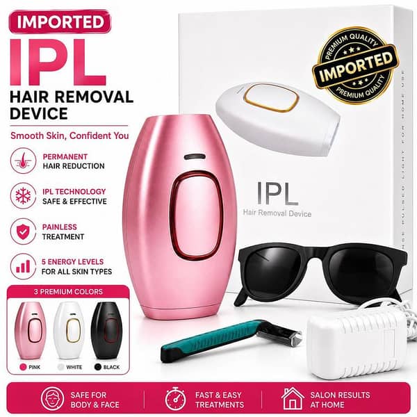IPL Laser Hair Removal Machine - Permanent Hair Reduction with Pulsed Light for Face, Body, Bikini