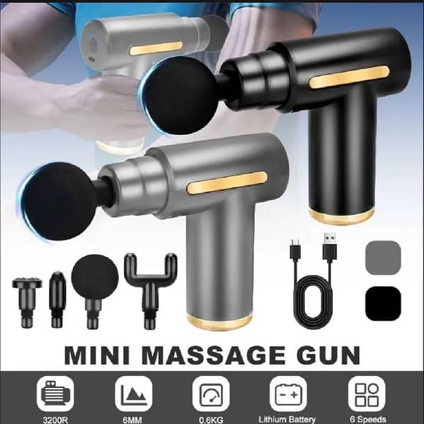 Massage Gun 5 in 1 Multifunctional Electric Full Body Massage Equipment Set for Deep Tissue Relief & Full Body Relaxation 6 Speeds with 4 Massage Heads Pysiotherapy Massager Gun