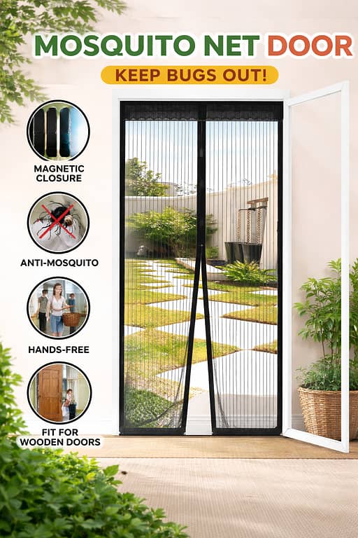 Magnetic Mosquito Net Door Curtain 100×177cm – Automatic Closing Mesh Screen Door | Hands-Free Anti Insect Fly Bug Curtain | Magnetic Door Net for Wooden Doors Mosquito Net for Door & Bed – Anti Mosquito Mesh Curtain | Magnetic Screen Net | Insect Protect