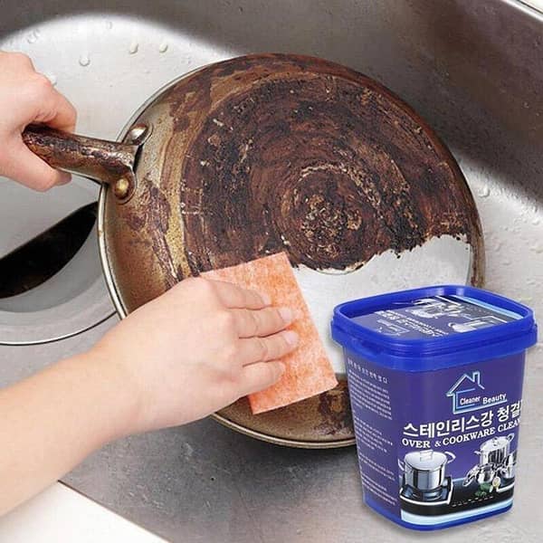 Cookware Cleaner Stainless Steel Cleaning Paste Remove Stains from Pots Pans Utensils Cleaner Multi-Purpose Cream Powder 500gm (Dishwashing) 100% Orignal imported Cookware Cleaner Kitchen Wash Paste Household Stainless Steel Cleaning Paste