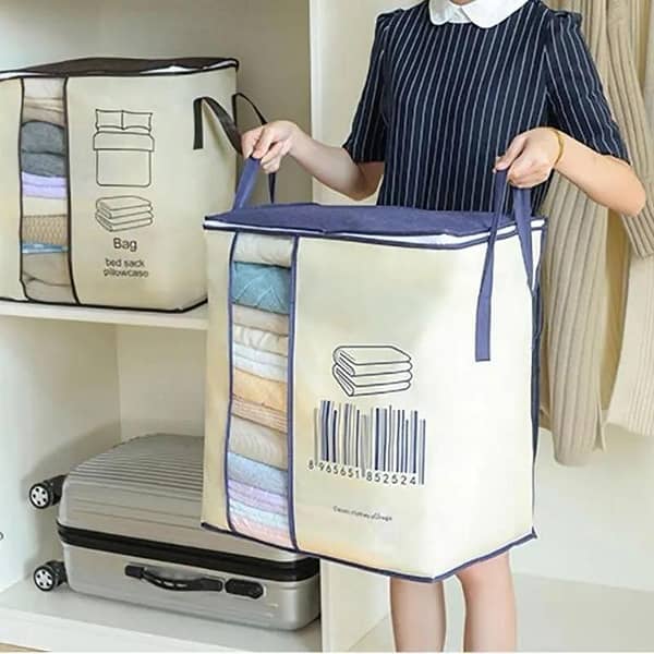 Printed Foldable Storage Bag for Clothes, Blankets, and Quilts – Large Capacity, Waterproof with Zip