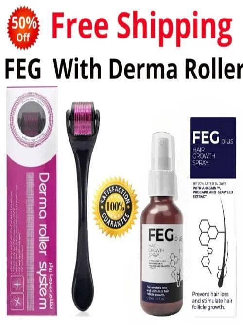 FEG hair growth serum with 540 Micro Needle Derma Roller – 0.5mm Skin Therapy for Fast Hair Regrowth, Hair Fall Control & Natural Hair Care Treatment