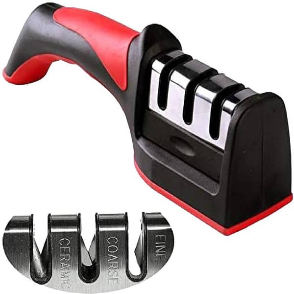 Kitchen Knife Sharpener | 3 in 1 Manual Knife Sharpener | Professional Blade Sharpening Tool | Multi-Stage Sharpener for Kitchen Knives | Sharpener Stone for Precision Sharpening & Blade Maintenance