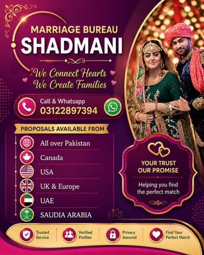 Marriage Bureau/Abroad/Proposals/Online rishta/Match Maker/Shadi